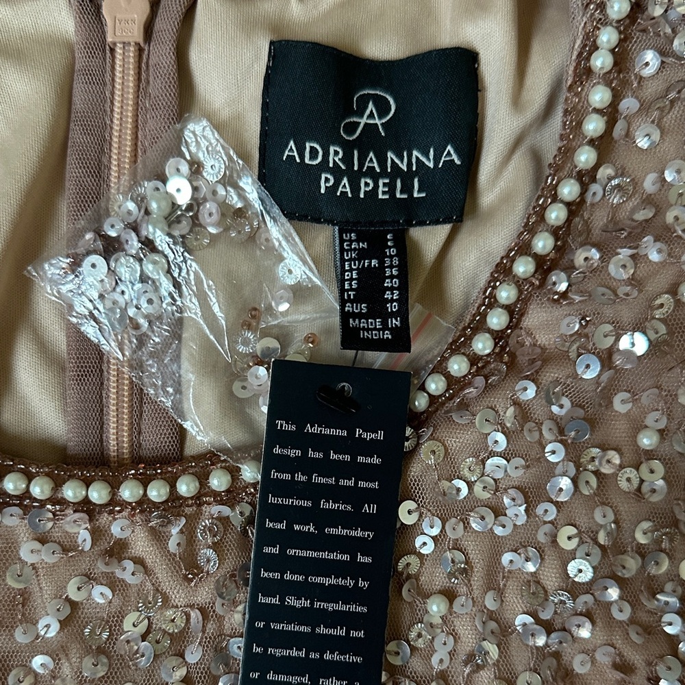 New Adrianna Papell Sequin Mini Formal Dress in Rose Gold - Picture 2 of 6